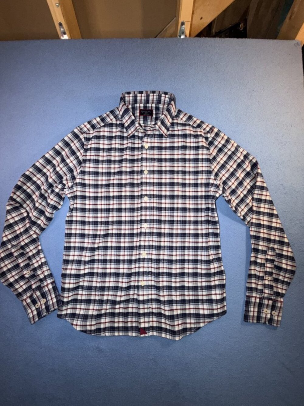 UNTUCKit Kaesler Slim Fit Blue Plaid Flannel Button Down Shirt Men's Size Small